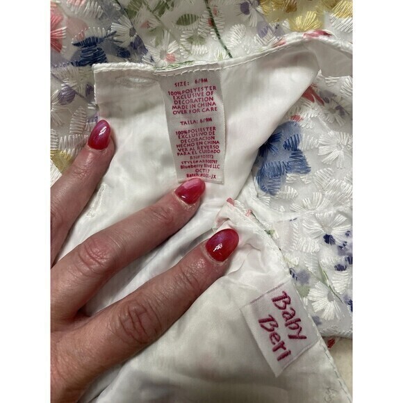 Baby Bari White Floral Girls Dress Size 6/9‎ Months - Picture 3 of 3